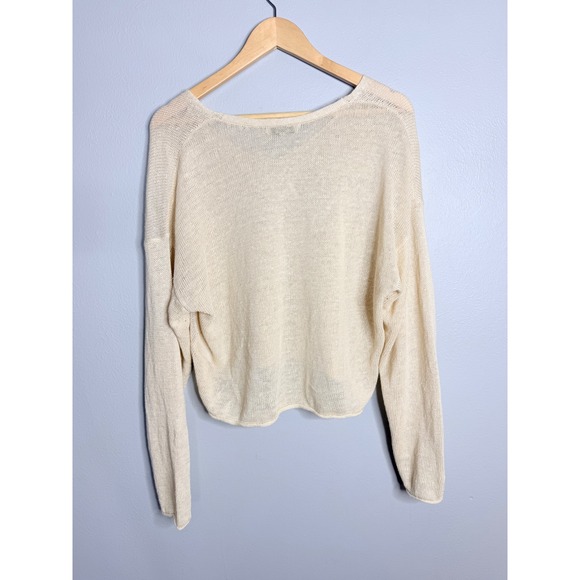 Madewell Linen V-Neck Sweater Small Beach Sand NWT - Picture 8 of 10